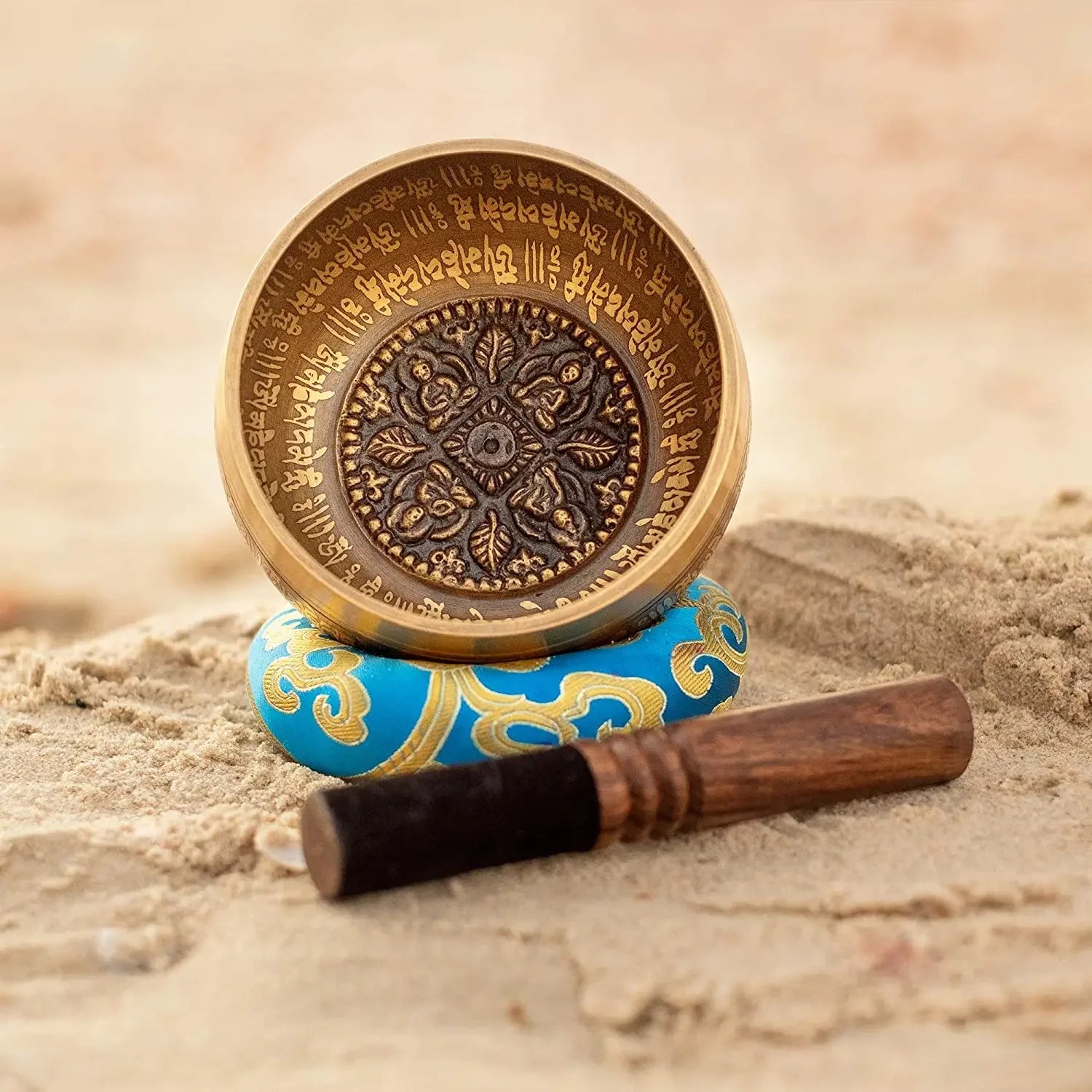 4 Buddha Handmade Sound Bowl with Leather Mallet and Pad