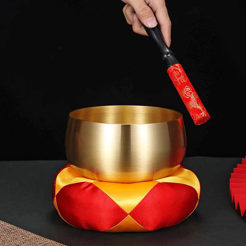 Handmade, Pure Copper, Thickened Sound Bowl, with Mallet and Pad